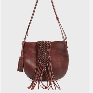 Lucky Brand woven braid brown leather shoulder bag.